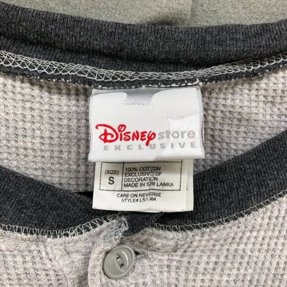 Vintage Disney Thermal Henley Shirt Mens S Gray Grumpy Embroidered Snow White - Picture 6 of 11